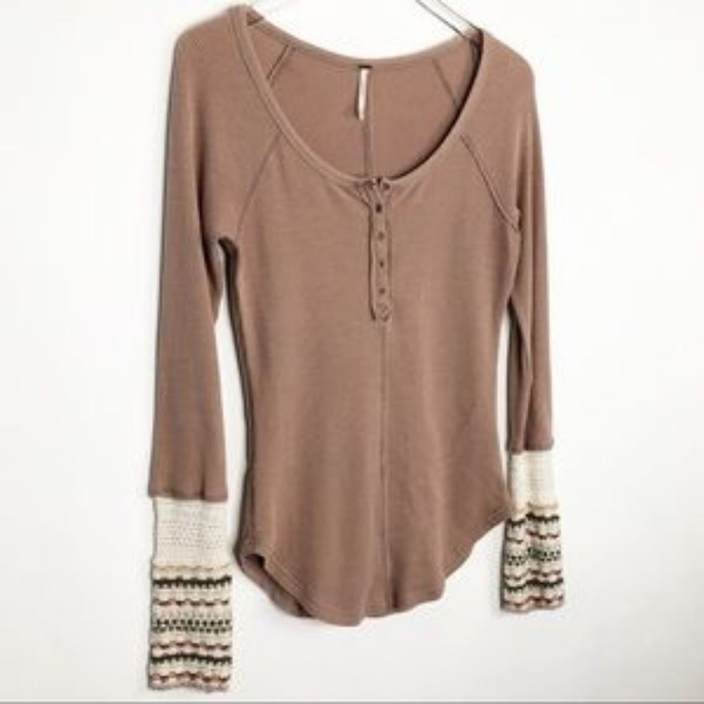 Free people "newbie" ski lodge cuff thermal top